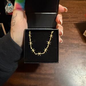 The M barb wire choker Gold Necklace